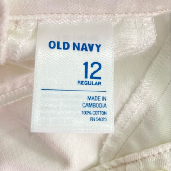 Old Navy White Denim Cotton Retro Flare Sailor Pants Jeans Side Button (Size 12) - Picture 8 of 13